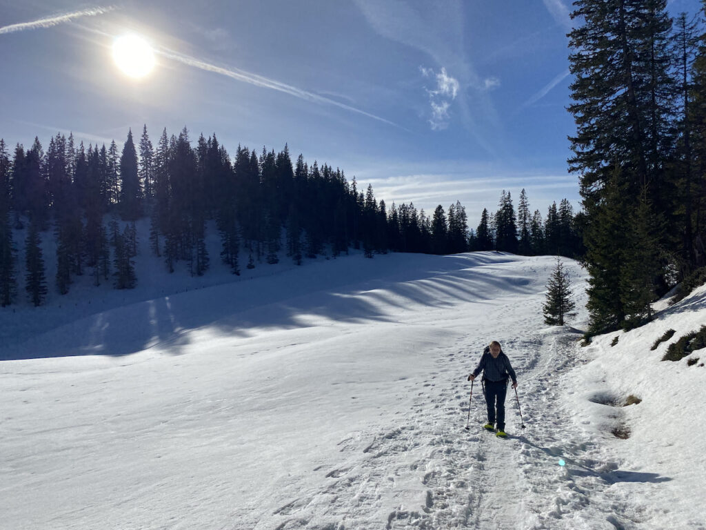 Geführte Schneeschuhtouren am Glaubenberg, Kleine Gruppe; Beobachtung von Wildtierspuren